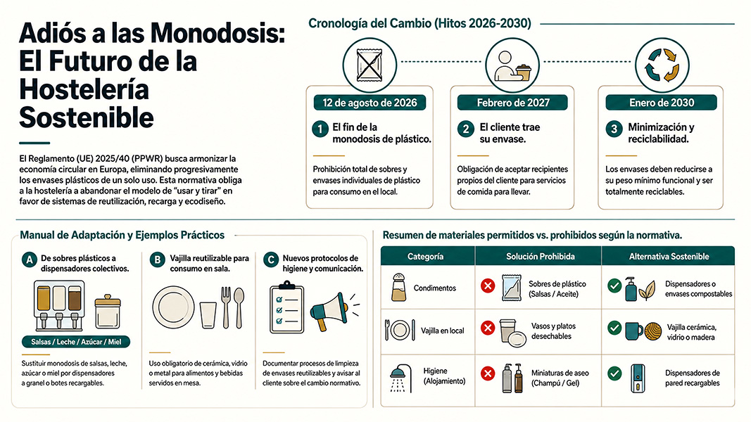 Fin de las monodosis de plástico en el sector HORECA: claves de la nueva normativa